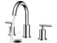 FORIOUS front view of chrome widespread faucet showing polished finish and modern design benefit