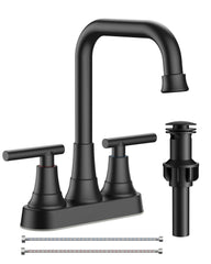 FORIOUS matte black faucet front view showing modern look and space-saving benefit