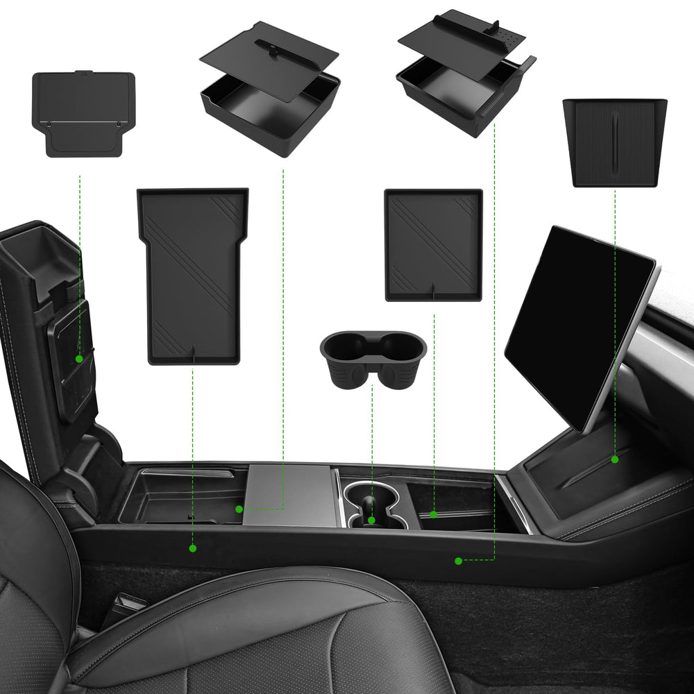 Foronetry front view showing neat console fit and organized storage benefit