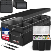 FORTEM front view of trunk organizer showing compartments and sturdy construction benefit tidy storage