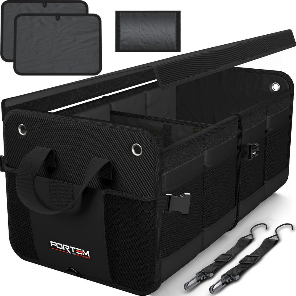 FORTEM front view showing organized compartments and tidy trunk benefit