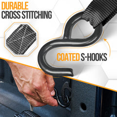 FORTEM coated S-hook detail resisting rust and protecting vehicle anchor points