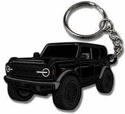 FOUR WHEEL BEAST front view of Bronco keychain showing design and finish benefit