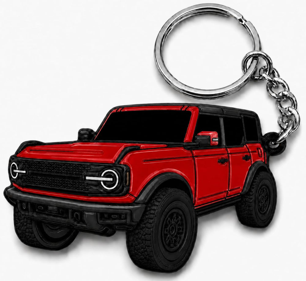 FOUR WHEEL BEAST front view showing red enamel and raised metal, easy identification