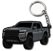 FOUR WHEEL BEAST front view showing metal keychain with gray enamel and premium finish