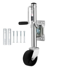 fouwick front view jack mounted on trailer tongue showing sturdy lift benefit