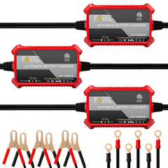 FOVAL front packaging showing compact 1A charger and features, convenient storage benefit