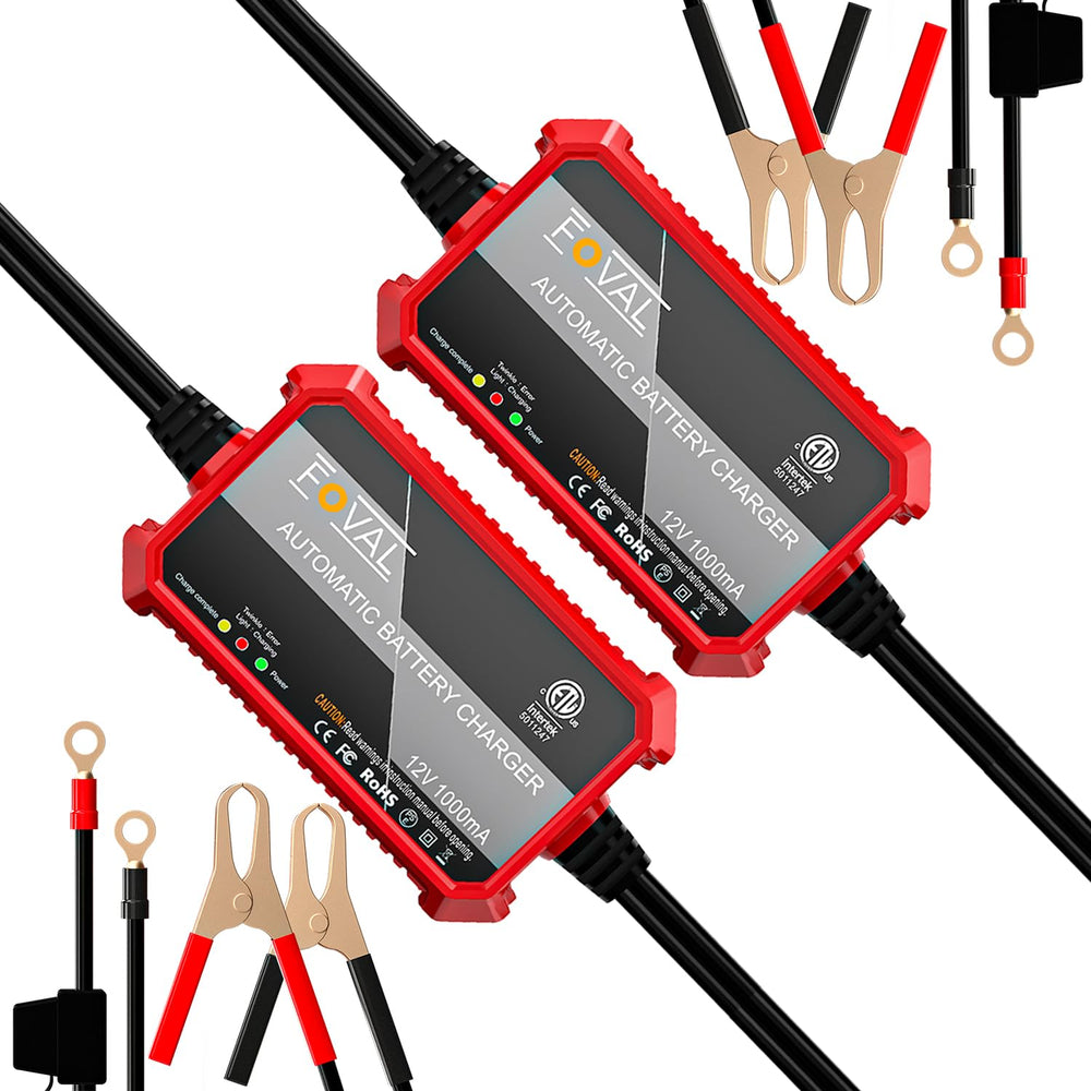 FOVAL front view of both chargers showing compact design and quick storage benefit
