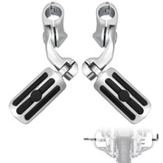 FOVPLUE front view chrome footpegs showing polished finish and style for upgraded comfort