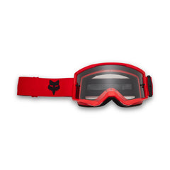 Fox Racing front view showing fluorescent red frame and large viewport for improved vision