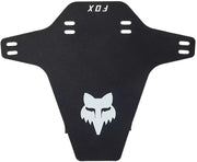 Fox Racing front view of black mud guard protecting fork and clothing