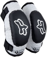 Fox Racing Peewee Titan elbow pads front view showing fit and coverage
