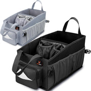 FoxBox front view showing organized pockets and tidy storage benefit