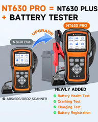FOXWELL NT630 Pro battery clamps connected for accurate battery testing