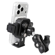 FPN front view phone holder showing secure clamp and 1 inch ball for stable mounting