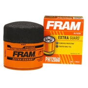 FRAM PH12060 front view showing label and mounting threads, clear product ID benefit