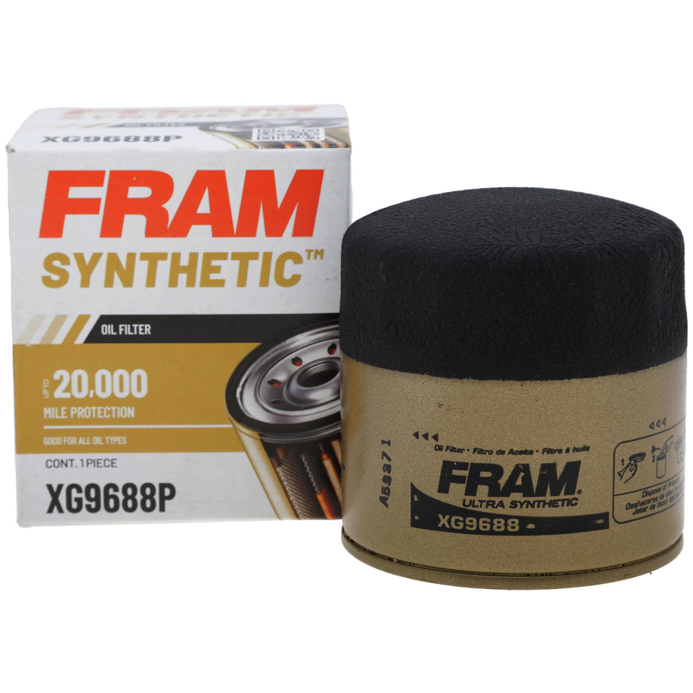 FRAM XG9688P front view showing brand and filter design, clear replacement choice