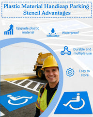 FrameFirm stencil positioned on asphalt during spray painting for fast application