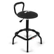 FreekyFit front view of garage stool showing compact profile and stable base