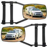 Frienda front view showing pair of clip-on towing mirrors and benefit of extra visibility