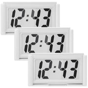 Frienda front view of three white stick-on clocks showing convenience