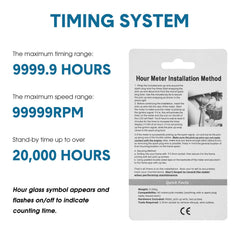 Frienda hour meter back wiring detail with inductive wire for easy installation benefit