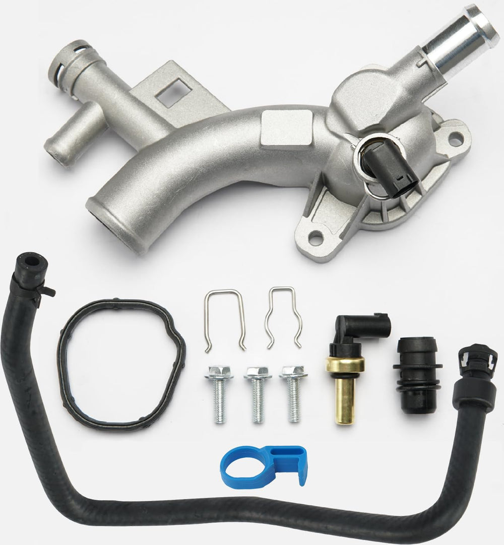 FRONEZER front view of complete coolant outlet kit showing assembled parts and benefit quick replacement