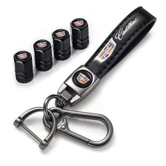 FRVON front view showing key lanyard and four valve caps, stylish practical set