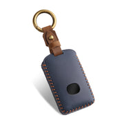FT FUNTOR front view showing blue-brown leather cover protecting Mazda key, stylish protection