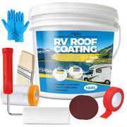 Fuchoi front packaging showing one-gallon white roof coating and clear labeling for easy identification