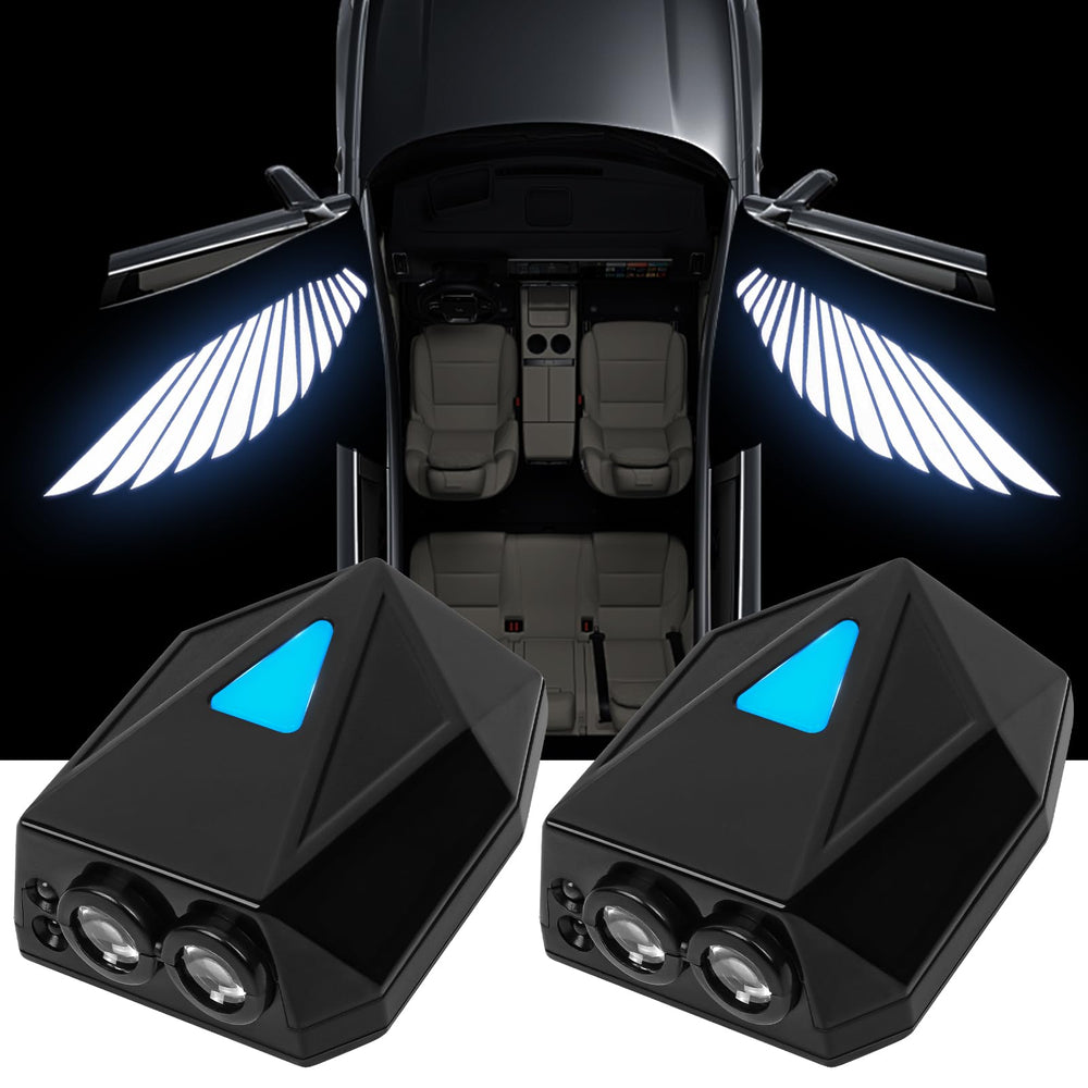 FUNGORGT front-mounted projector on car door showing clean installation and added style