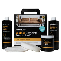 Furniture Clinic kit front packaging showing all five pieces and benefits