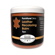 Furniture Clinic tan balm front packaging shows product and benefit of easy restoration