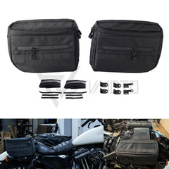 FVMOTO front view showing saddlebag profile and clean shape benefit