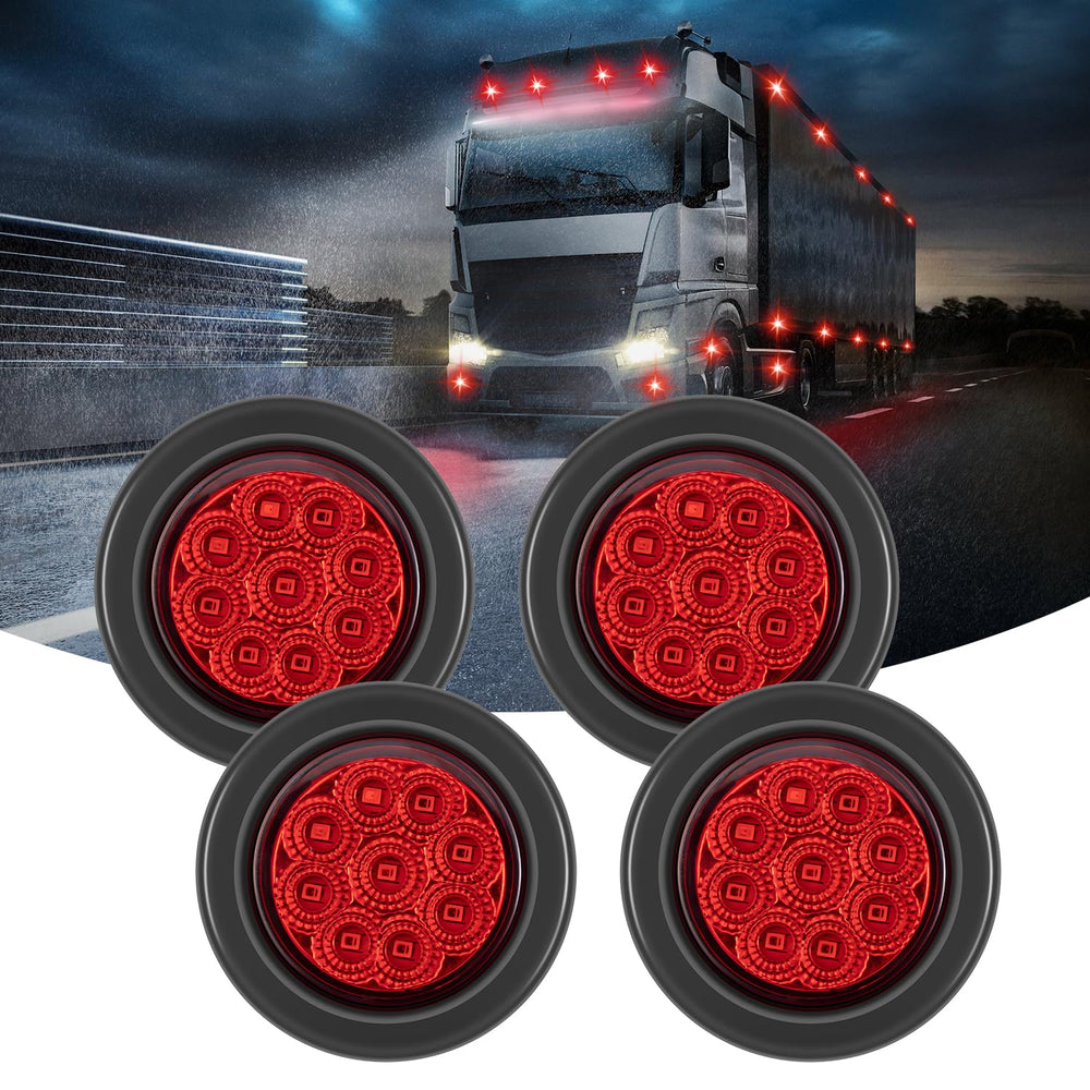 FXC front view of 2-inch red marker light showing lens and reflectors for improved visibility