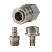G-Sunny front view of quick-connect kit showing compact brushed-nickel finish and components for easy setup