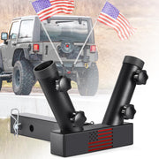 GADFISH front view of hitch mount showing dual flag ports and sturdy build for secure display
