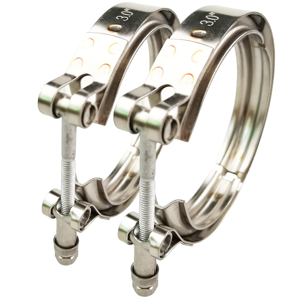 GaeaAuto front view of 3 inch V-band clamp showing secure fit and corrosion resistance