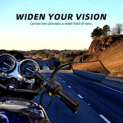 GAMAZING mirror installed on Harley handlebar showing clear rear view benefit