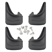 GAOLAOSY front view of mud flap set showing compact packaging and fit guidance