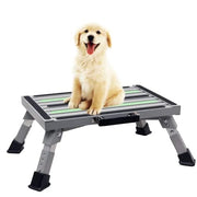 GarfatolRv front view of step stool showing stable platform and gray finish, improves RV access