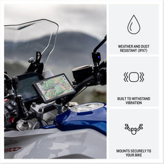 Garmin zūmo XT3 close-up touchscreen being used with gloves for easy control