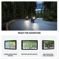 Garmin zūmo XT3 displaying satellite imagery, improved route context
