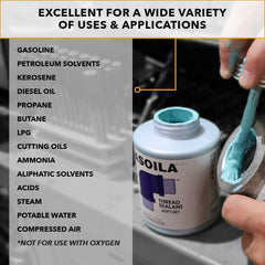 Gasoila being applied to pipe threads for a tight, leak-resistant seal