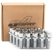 GAsupply front view of 20pcs chrome lug bolts showing packaging and quantity benefit