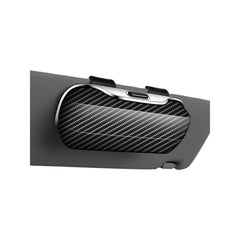 GDQ front view of visor-mounted sunglasses case showing compact profile and secure clip