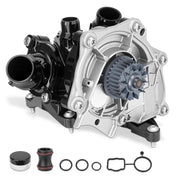 GDUKOP front assembly view showing integrated pump and thermostat benefits
