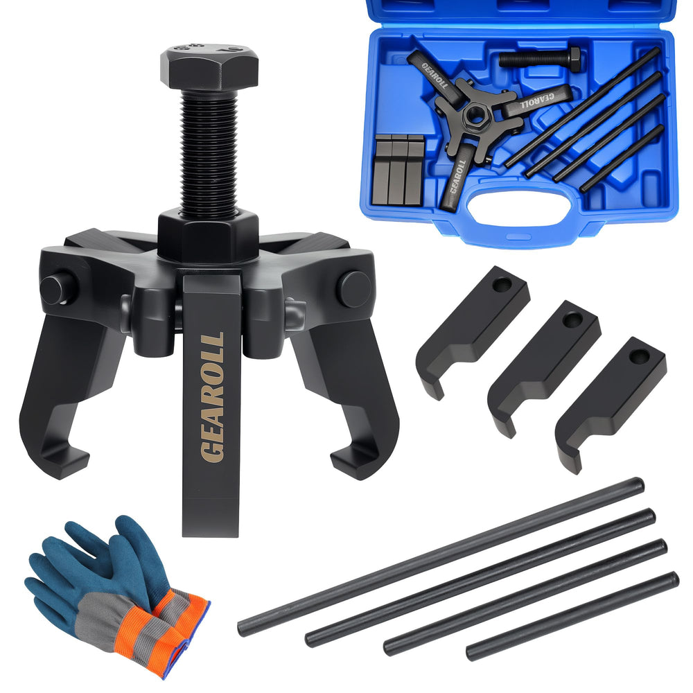 GEAROLL front view of complete puller kit showing components and durable finish