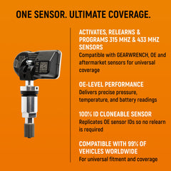 GEARWRENCH sensor mounted on wheel demonstrating fit and ready-to-use reliability