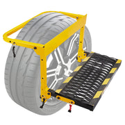 Gedlex front view of folded tire step showing sturdy frame benefit